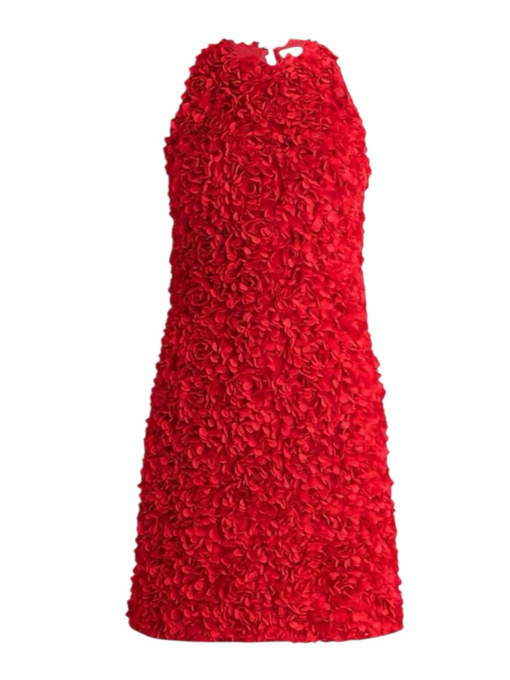 J. Crew Rosette 3D Flower Petal Mini Dress Ruby Red Size 2
